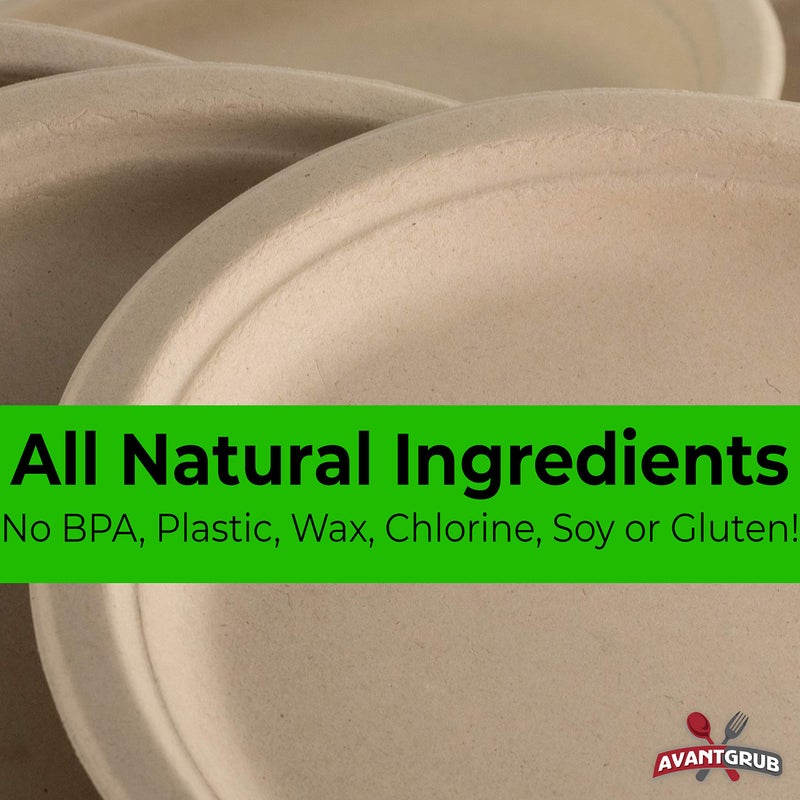 Avant Grub Pro-Grade Biodegradable 10 Inch Plates. Bulk 200 Pk Great for Lunch, Dinner Parties and Potlucks. Disposable Compostable Wheatstraw Paper Alternative. Sturdy, Soakproof and Microwave Safe. - Image 2